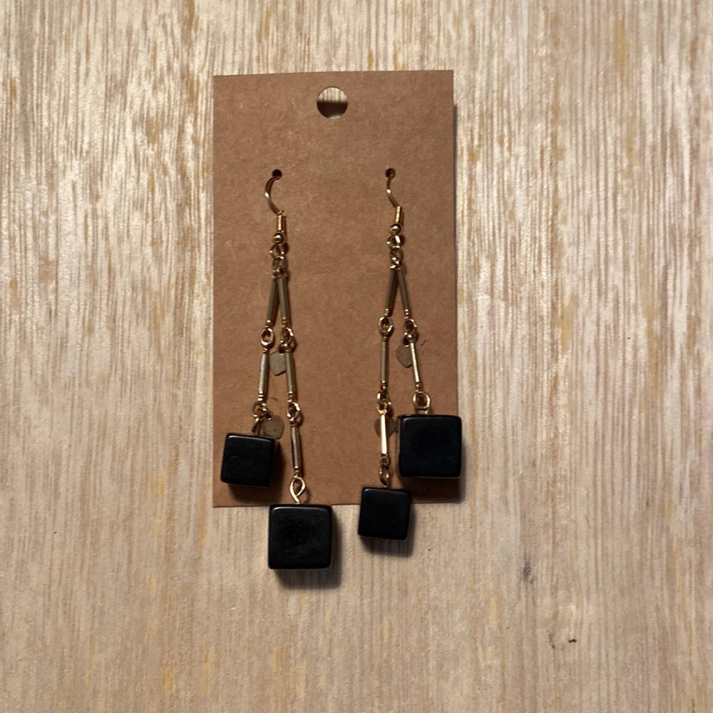 *3 for $20* Black & Gold Cube Dangles